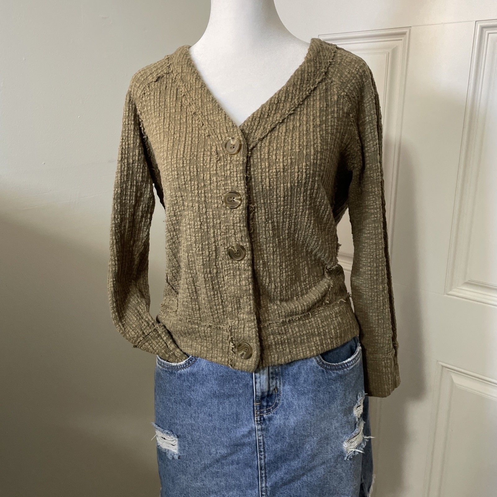 Two By Vince Camuto Women's Cardigan Sweater Brown Button Knit Size Small